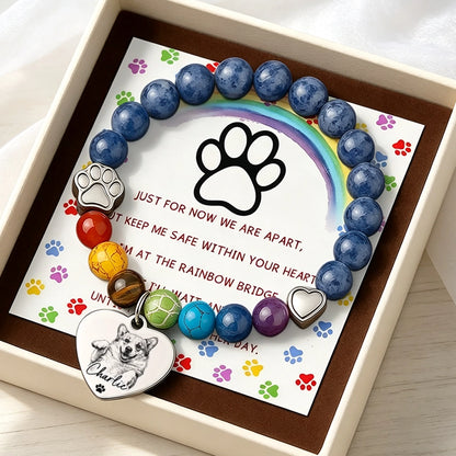 Blue Lace Heart Bracelet for Pet Loss Sympathy, Personalized Dog Keepsake and Creative Gift