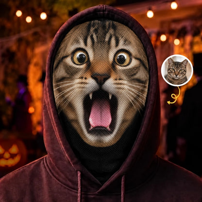 Personalized Pet Face Balaclava Mask with Custom Photo, Hilarious Realistic Pet Face Costume for Funny Dress-Up Parties