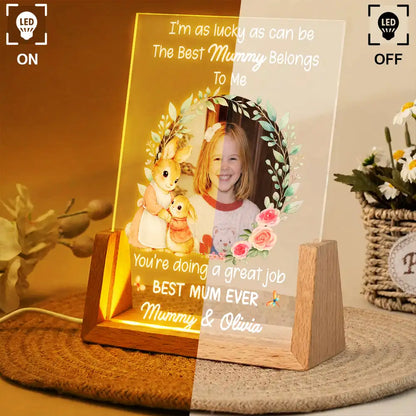 Personalized LED Light Frame With Custom Photo and Mommy Quote, Cozy Bedside Glow, Unique Mother's Day Gift