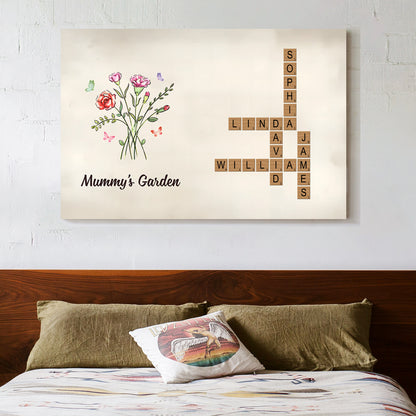 Personalized Family Garden Poster – Custom Flowers and Names Design, Unique Mother's Day or Valentine's Gift, Heartwarming Home Decor