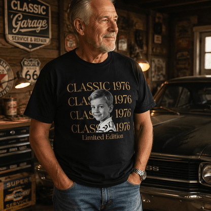 Custom Childhood Photo & Birth Year Shirt, Vintage Limited Edition T-Shirt, Sweatshirt or Hoodie Gift for Dad and Grandpa