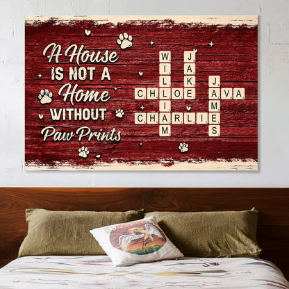 Family Crossword Paw Prints Poster — A Heartwarming Gift for Pet Lovers and Home Décor
