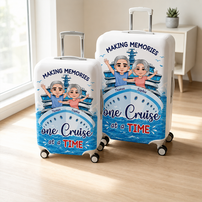 Personalized Cruise Luggage Cover for Couples, Making Memories One Cruise at a Time, Custom Travel Gift