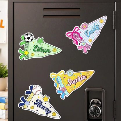 Personalized Acrylic Magnet, Colorful Pennant Locker Decor, Unique Creative Back to School Gift for Kids