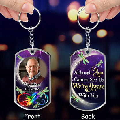 Personalized Acrylic Keychain With Memorial Photo, Dragonfly Design, Unique Gift For Family