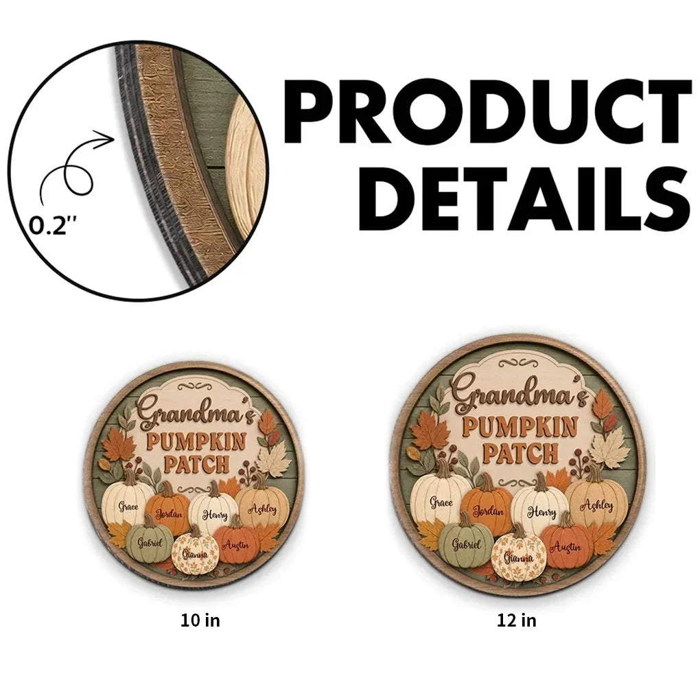 Personalized Wooden Sign, Grandma's Pumpkin Patch Autumn Porch Decor, Unique Gift for Grandma