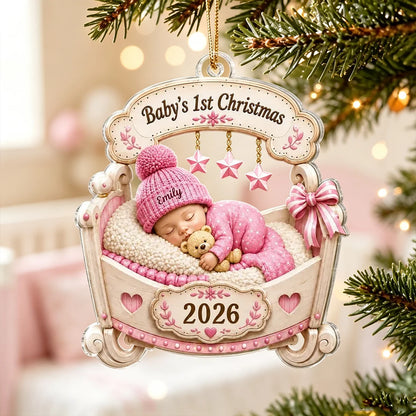 Baby's First Christmas Acrylic Ornament, Personalized Sleeping Newborn Keepsake, Creative Gift for Family