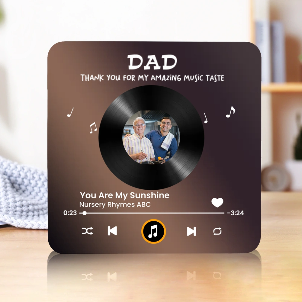 Personalized Acrylic Music Magnet for Dad - Custom Photo Song Style Fridge Decor, Unique Thank You Gift