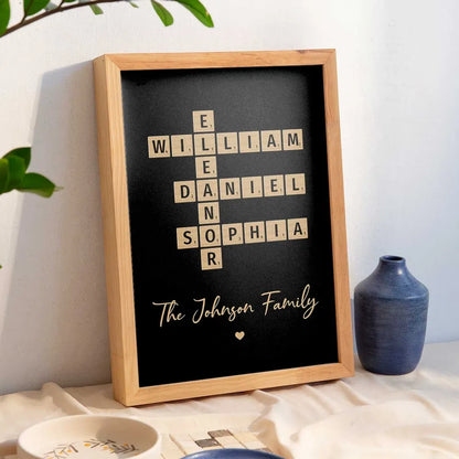 Family Crossword Art Created In A Moment, Treasured Forever Personalized Poster or Plaque or Keychain