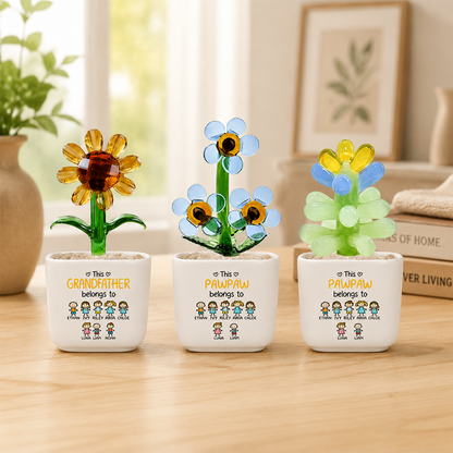Personalized Glass Flower Planter for Grandma, Choose Your Favorite Title, Custom Grandkids Names, Heartfelt Gift