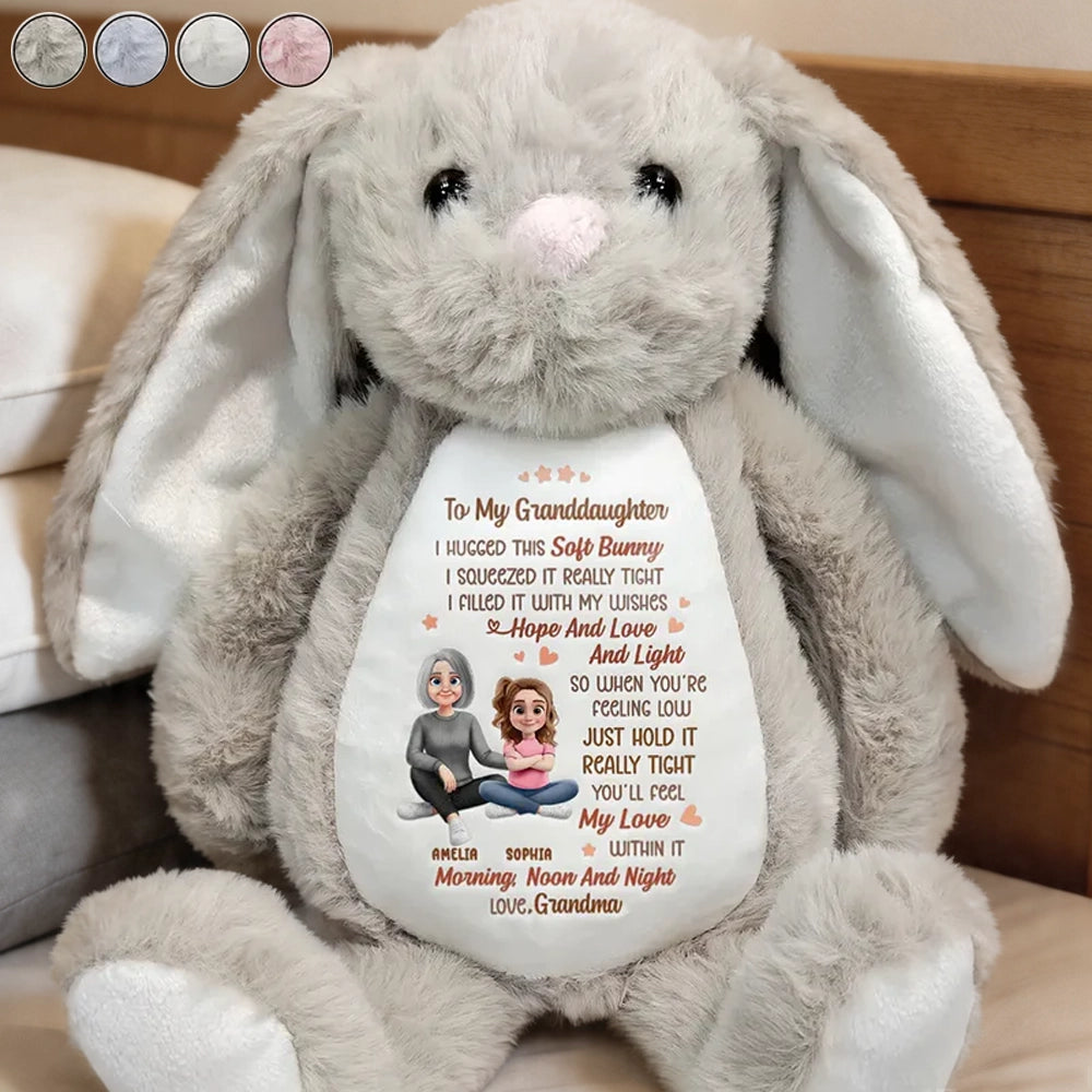 Personalized Plush Bunny for Granddaughter, Grandma 'I Filled It With My Wishes' Keepsake Gift, Sweet & Comforting