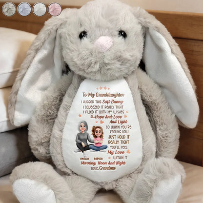 Personalized Plush Bunny for Granddaughter, Grandma 'I Filled It With My Wishes' Keepsake Gift, Sweet & Comforting