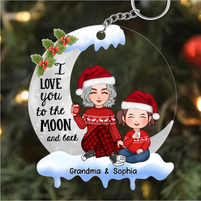Personalized "I Love You to the Moon and Back" Personalized Ornament, Plaque, Keychain, Sign – Custom Gift for Grandma and Grandkid