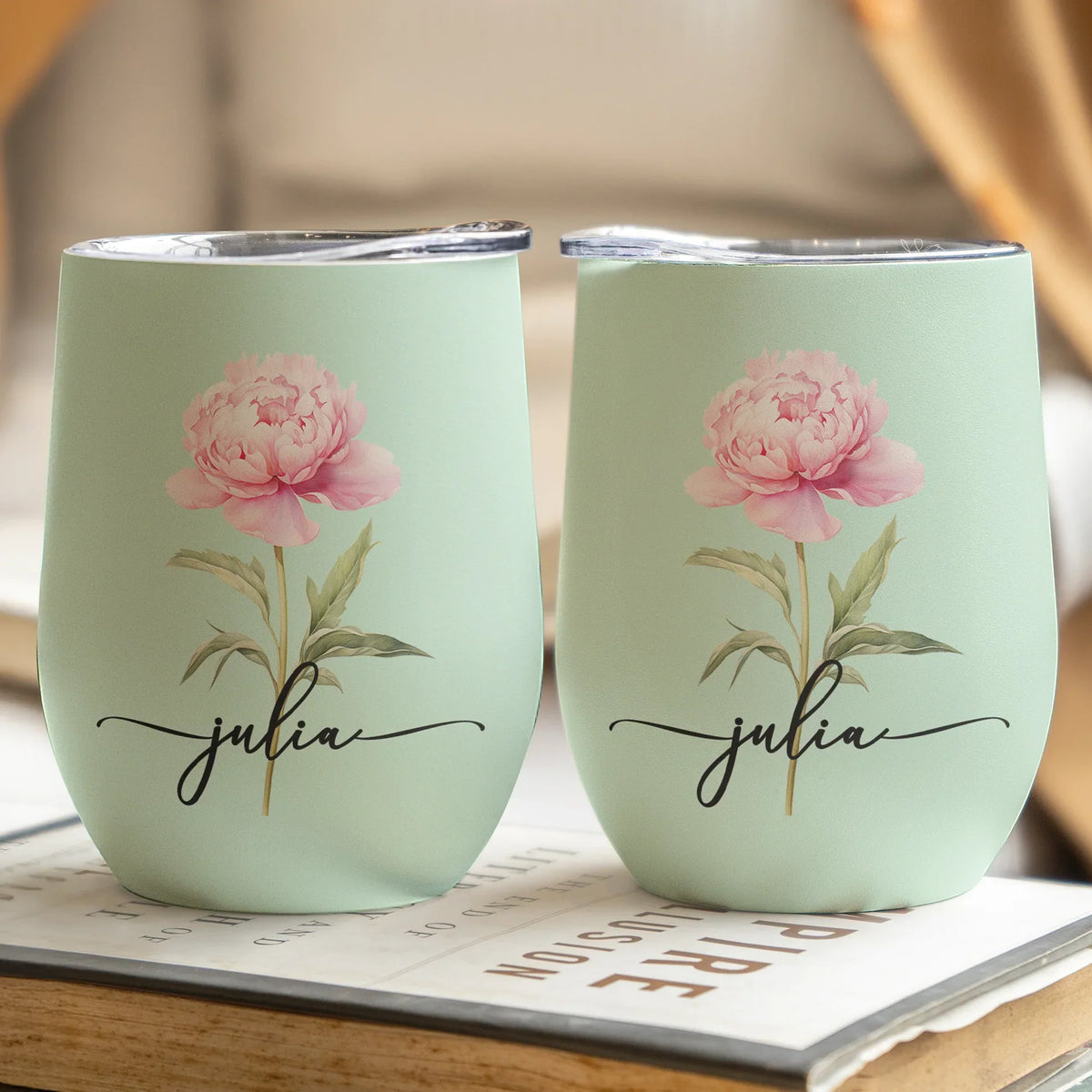 Personalized Birth Flower Eggshell Cup, Pastel Floral Name Design for Everyday Sips, Unique Gift for Her