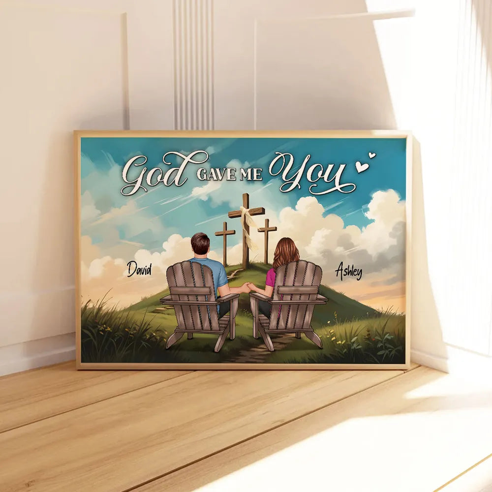 Personalized "God Gave Me You" Poster, Ornament, Plaque, Keychain– A Unique Gift for Couples, Faith & Love Expression