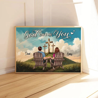 Personalized "God Gave Me You" Poster, Ornament, Plaque, Keychain– A Unique Gift for Couples, Faith & Love Expression
