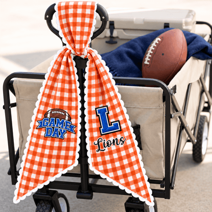 Personalized Embroidered Wreath Sash, Striped Football Game Day Front Door Decor, Unique Gift for Sports Fans