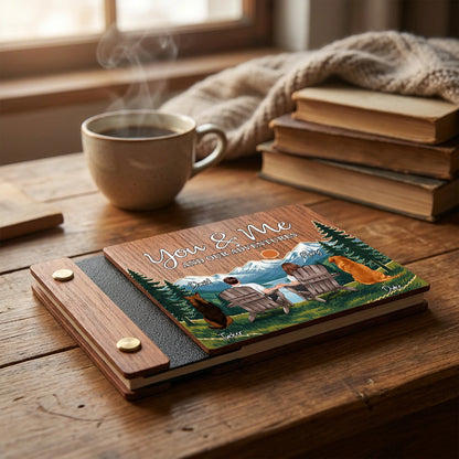 Wooden Memory Book, You & Me Mountain Adventure Keepsake, Personalized Creative Gift for a Couple