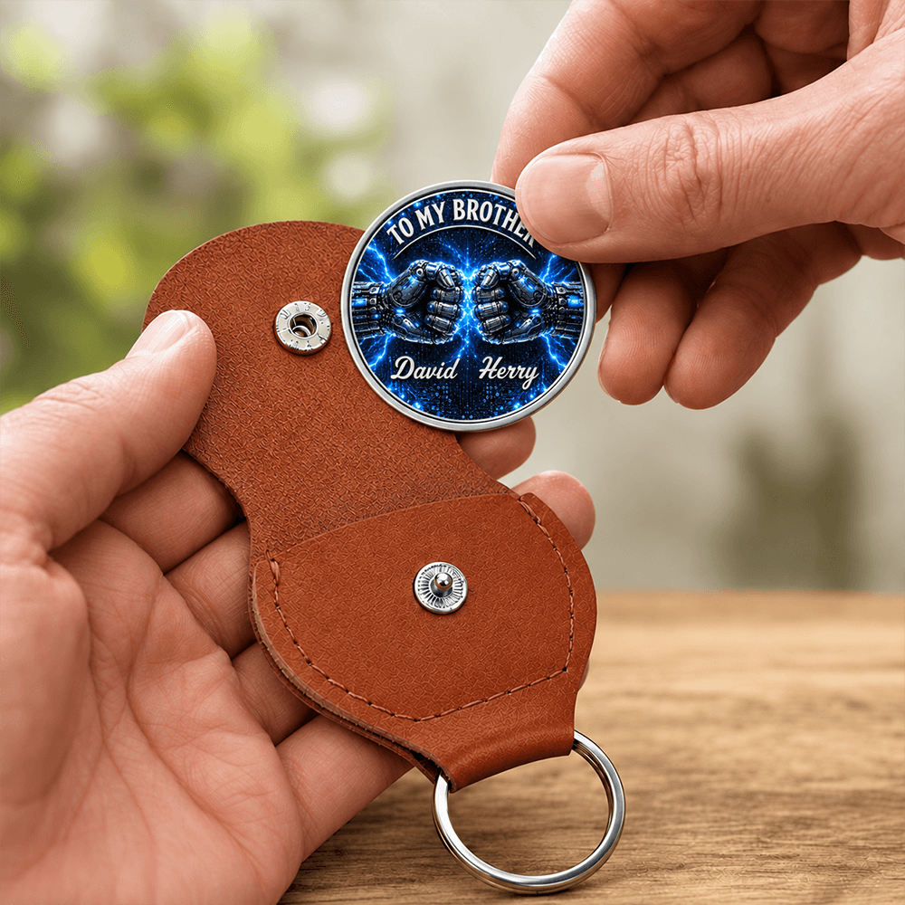 Personalized Brother Pocket Hug Keychain, Custom Names, Once a Brother Always a Brother, Long-Distance Gift