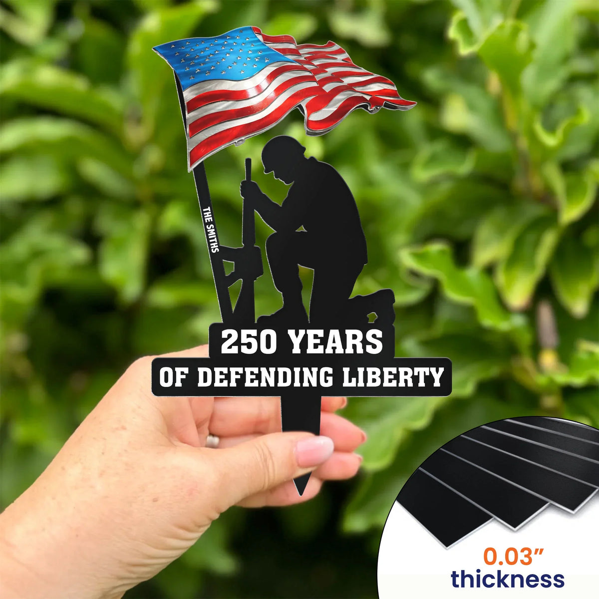 250 Years Of Defending Liberty Personalized Metal Garden Stake - Proud Patriotic Yard Tribute Gift