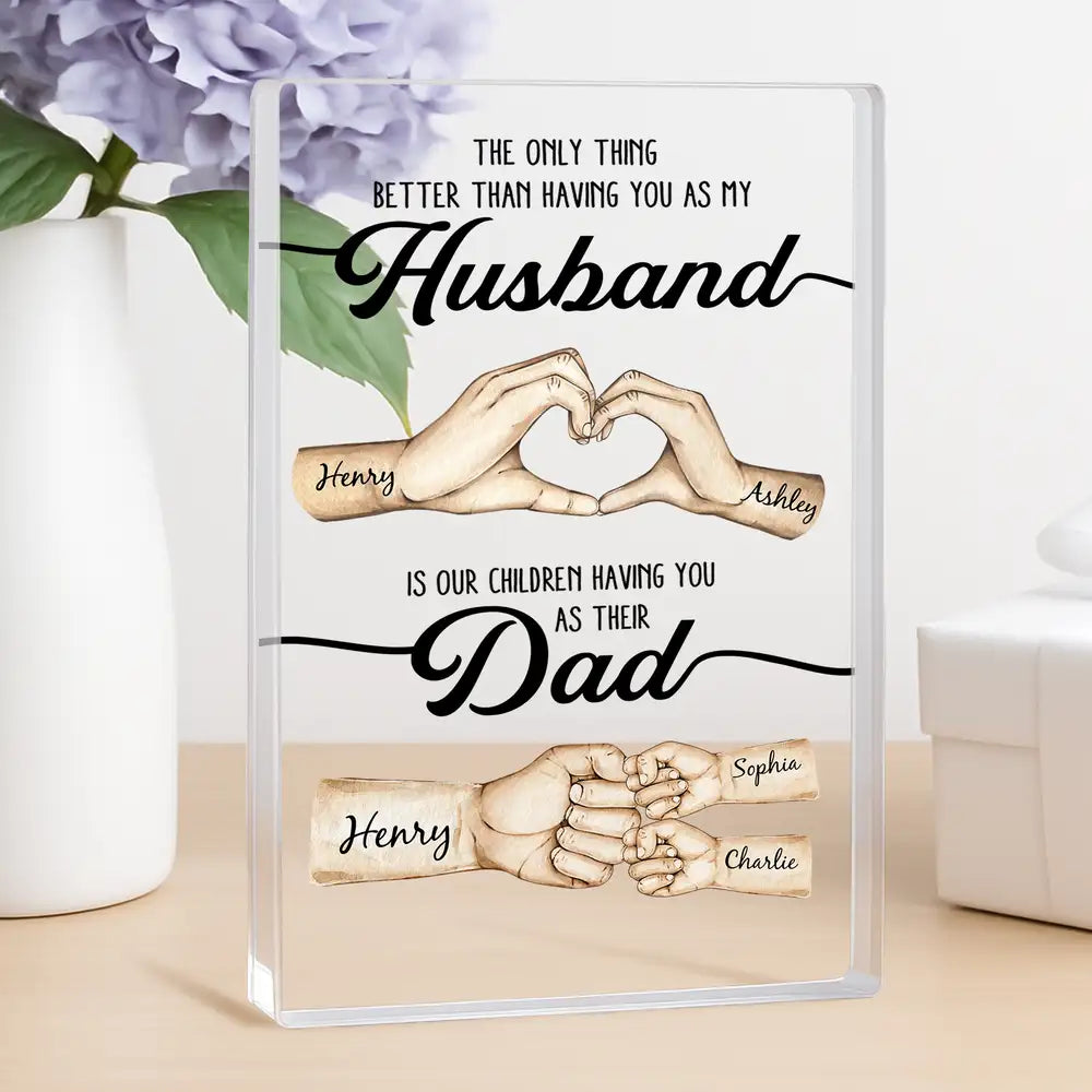 Custom Ceramic Mug With Husband And Dad Quote, Heart Hands Design, Creative Gift From Family