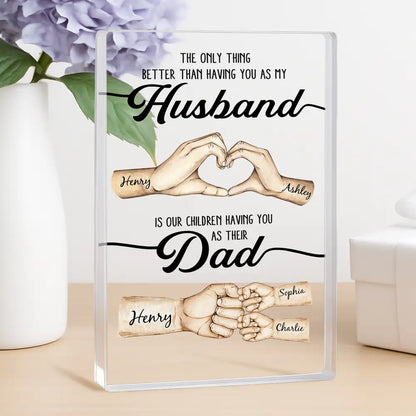 Custom Ceramic Mug With Husband And Dad Quote, Heart Hands Design, Creative Gift From Family