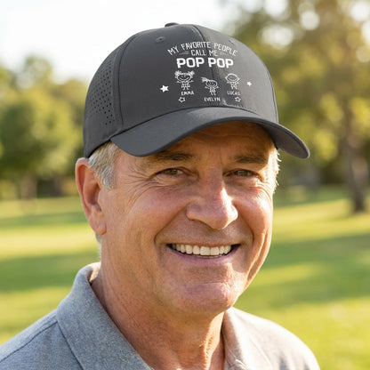 Personalized Pop Pop Hat with Custom Title, Kids Names & Number of Kids, Grandpa Gift from Grandkids