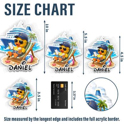 Personalized Acrylic Magnet, Cruise Duck Lounging by the Ship, Colorful Unique Gift for Family & Friends