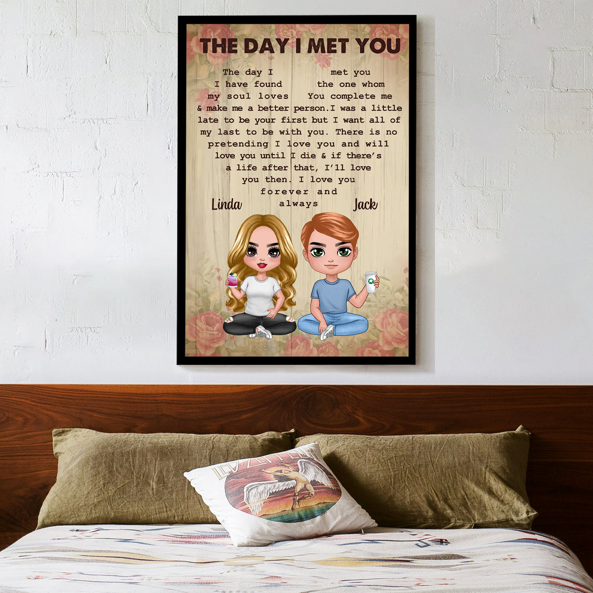 "The Day I Met You" Personalized Couple Poster – Romantic Gift for Anniversaries, Weddings & Valentine's Day