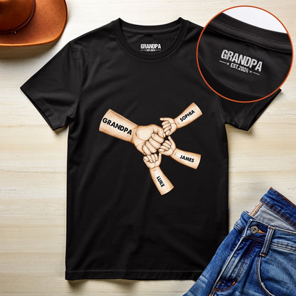 Dual Print Classic Tee Personalized Grandpa Fist Bump Design - A Sweet Family Bond Gift for Grandpa and Grandkids