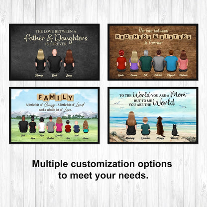 “The Love Between Brothers & Sisters Is Forever” Poster – Personalized Back View Wall Art in Vintage Wood Style, Perfect Gift for Christmas, Birthday or Family Reunion