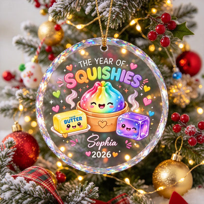 Personalized Ceramic Ornament, Rainbow Squishy Hunt Design for Christmas Tree, Creative Gift for Kids