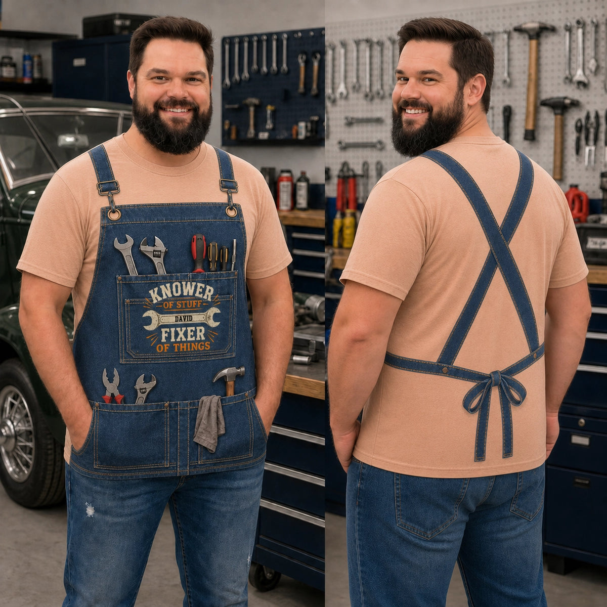Personalized Printed Classic Tee, Vintage Workshop Tools, Unique Gift for a Handyman or DIY Lover