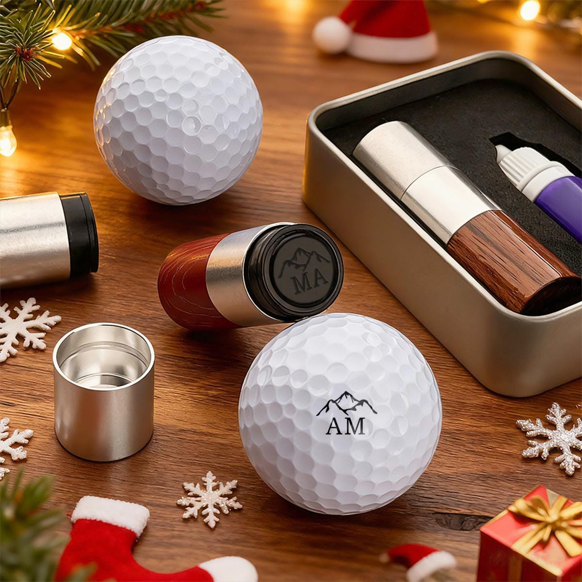 Personalized Plastic Golf Ball Stamp with Swinging Golfer Design, Unique Gift for Golfers