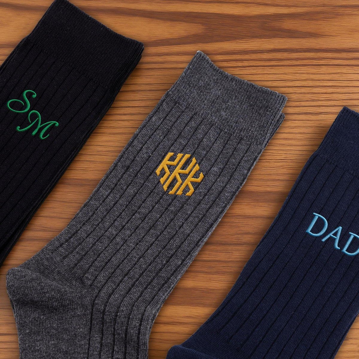 Embroidered Socks, Personalized Brown and Gold Design, Meaningful Creative Gift for Dad, Partner or Friend