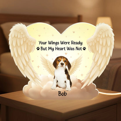 Personalized Acrylic Light Box for Dog Memorials with Angel Wings Art, Soft Warm Glow Keepsake Gift for Pet Owners