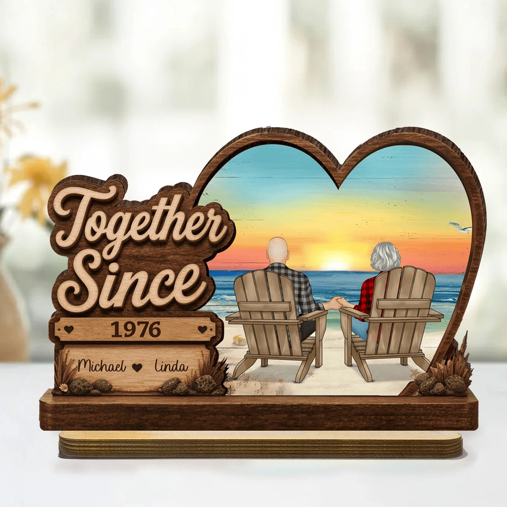 Personalized You & Me Wooden Plaque, Ocean Sunset Couple Gift for Anniversary or Home Decor