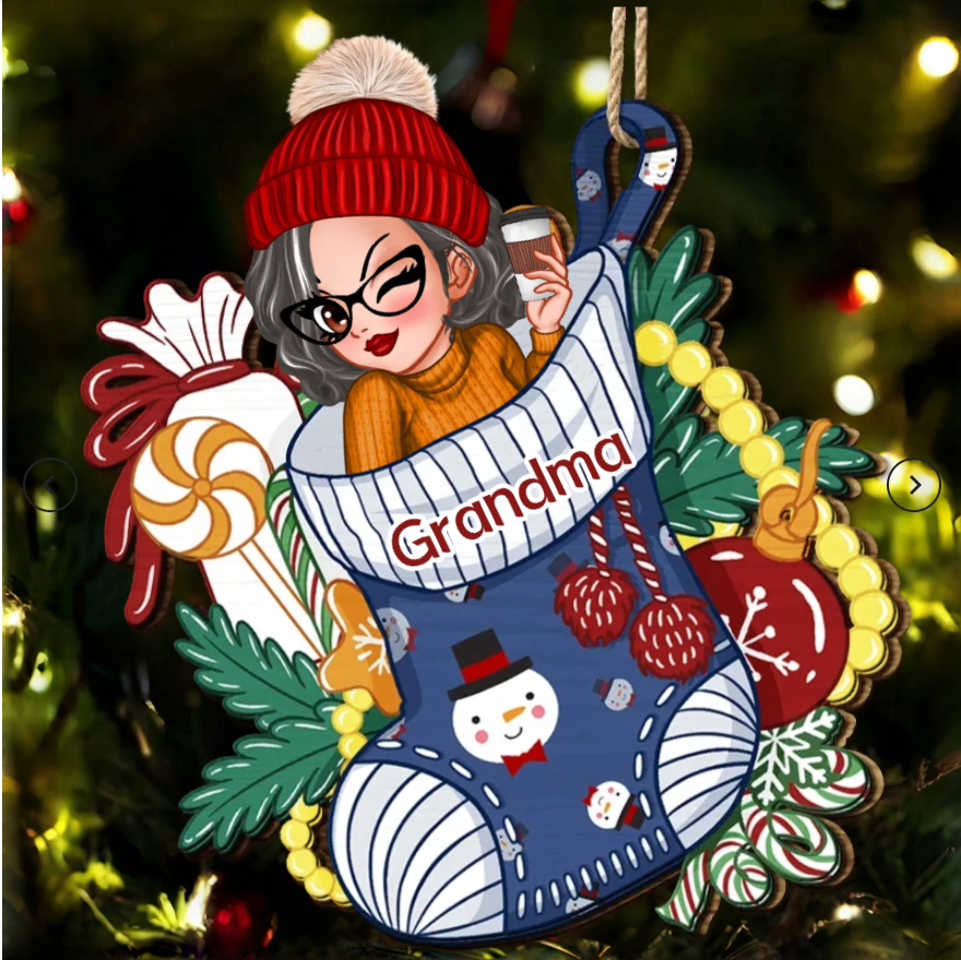Personalized Christmas Stocking Ornament, Plaque, Keychain, Sign - Custom Gift for Kids, Christmas Tree Decoration