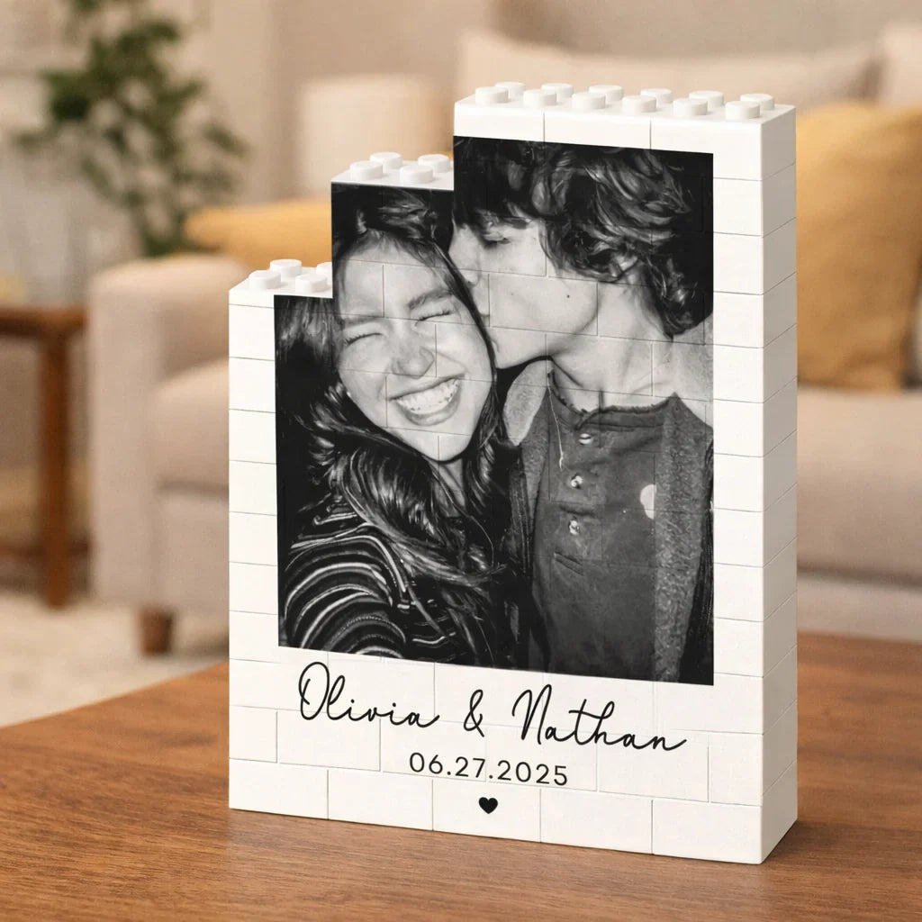 Custom PVC Building Brick Puzzle with Your Photo - Sweet Couple Kiss Moment Keepsake, Creative Gift for Him or Her