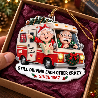 Personalized Funny Couple Christmas RV Acrylic Ornament, Still Driving Each Other Crazy, Gift for Grandparents