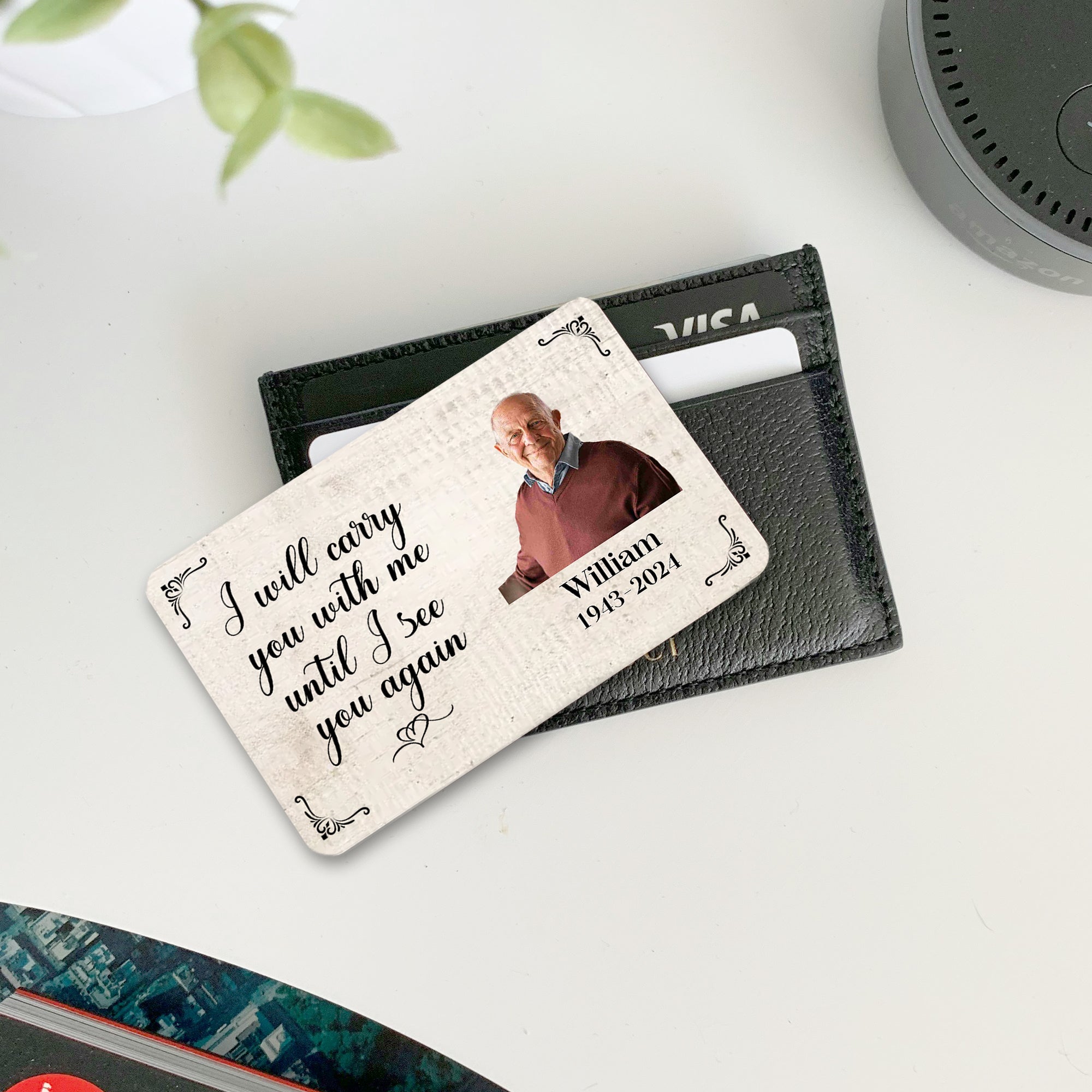 Metal Wallet Card - I Will Carry You With Me Until I See You Again - M ...