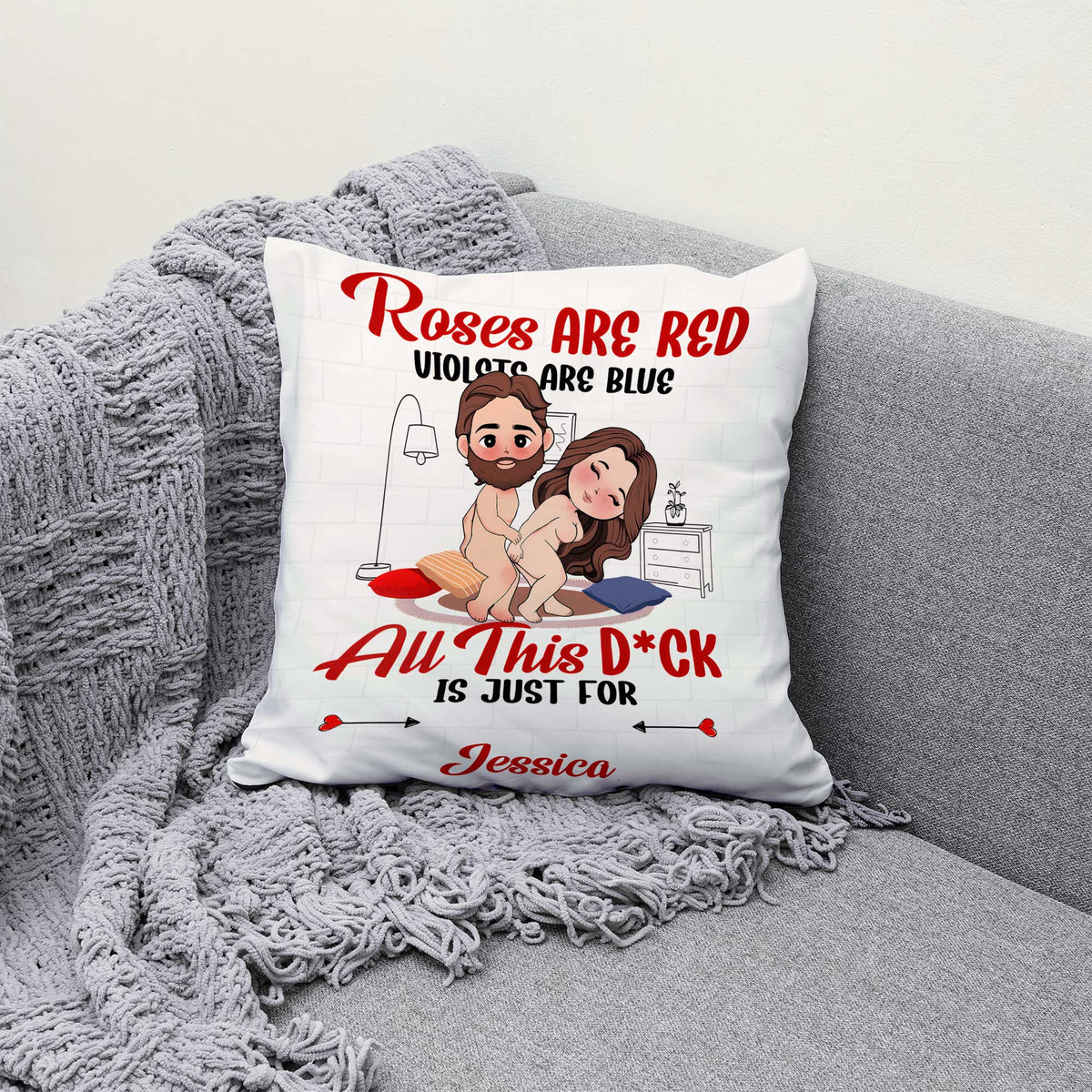 Custom Pillow – “Roses Are Red” Creative Valentine’s Day Gift, Ideal for Romantic Couple Moments