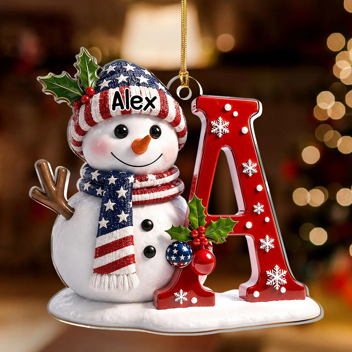 Personalized Acrylic Ornament, Cheerful Snowman on a Christmas Tree, Creative Keepsake Gift for Kids & Family