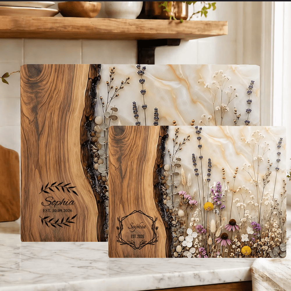 Personalized Tempered Glass Cutting Board, Stain Resistant & Odor Resistant Kitchen Board with Custom Name, Easy Clean Gift for Home Cooks