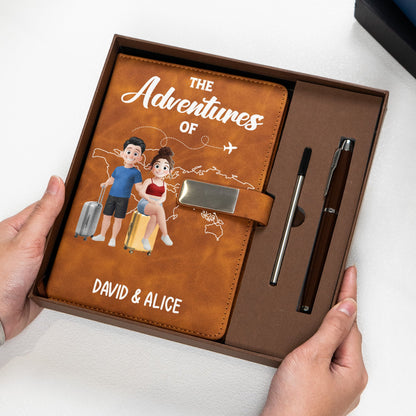 Personalized Metal Buckle Notebook Set, Travel Lovers With Suitcases, Unique Creative Gift