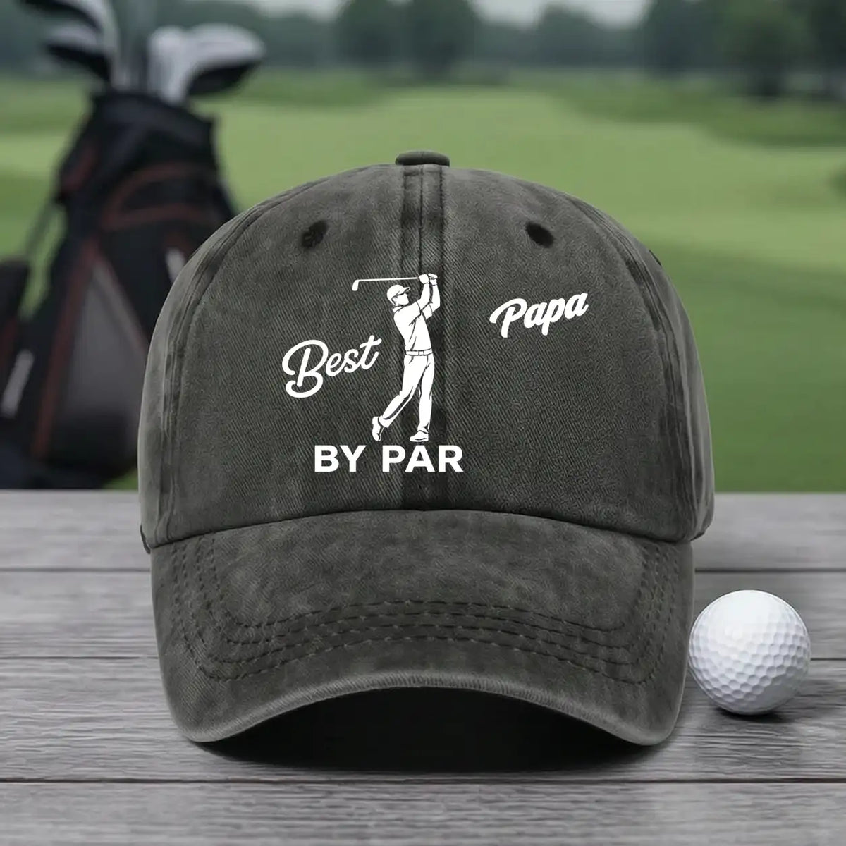 Embroidered Classic Tee, Golf Dad Mid Swing Design, Black Monochrome Style, Unique Gift for Dad