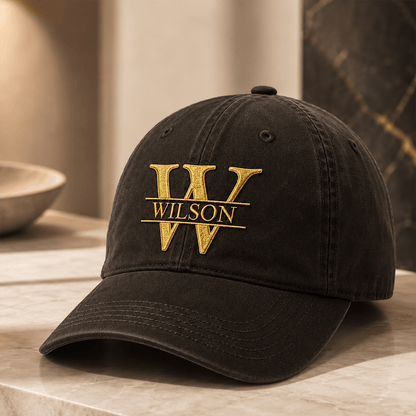 Personalized Initial & Name Embroidered Cap, Custom Monogram Washed Cotton Hat, Stylish Gift for Him