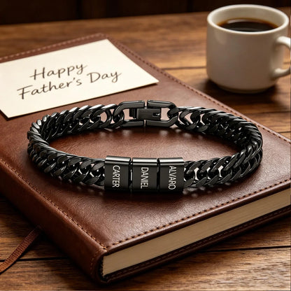 Personalized Men’s Stainless Steel Bracelet with Custom Name Beads, Meaningful Gift for Dad, Husband or Boyfriend