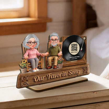 Our Favorite Song 2-Layer Wooden Plaque, Personalized Couple Keepsake for Anniversary or Birthday, Sweet Living Room Display Gift