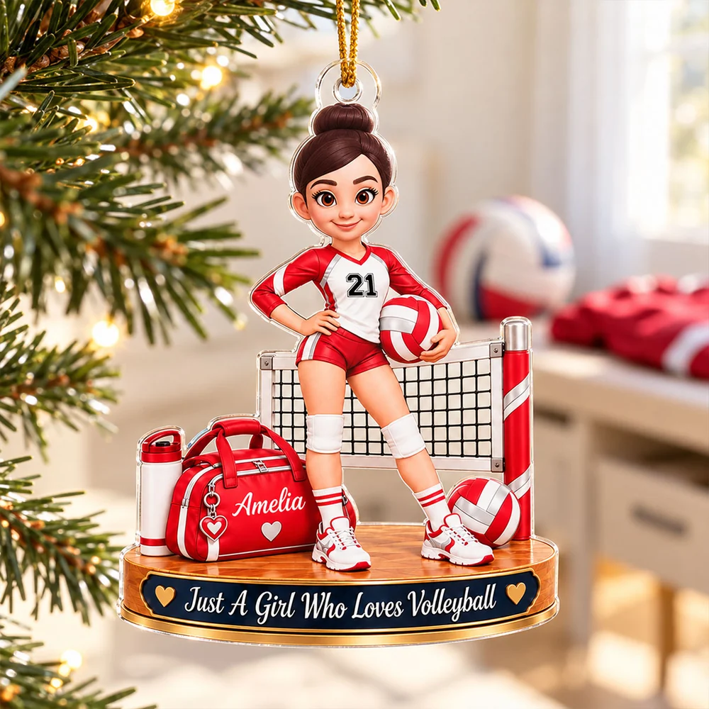Personalized Acrylic Ornament, Girl Who Loves Volleyball Design, Creative Keepsake Gift for Granddaughter
